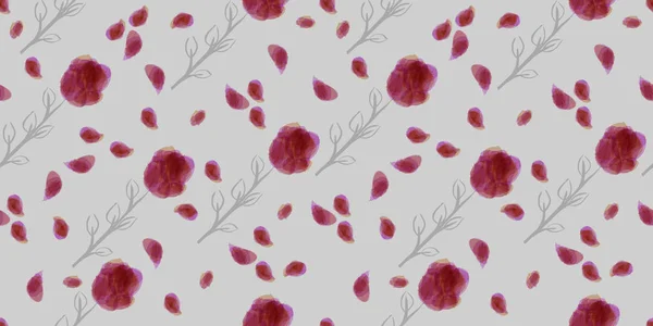 Vector Εικονογράφηση Σχεδιασμός Όμορφο Τριαντάφυλλο Λουλούδια Υφή Μοτίβο Φόντου — Διανυσματικό Αρχείο