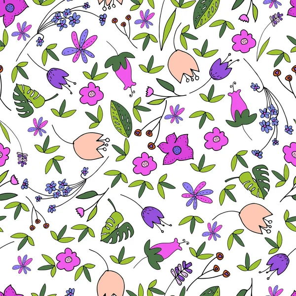 Illustration Vectorielle Conception Belle Fleur Fleurs Fond Motif Sans Couture — Image vectorielle