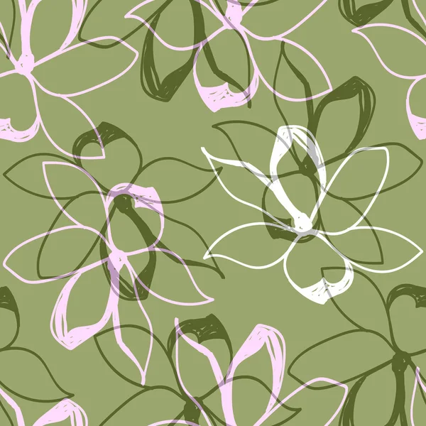 Vector Illustration Design Elegant Floral Seamless Pattern Background — Stock Vector