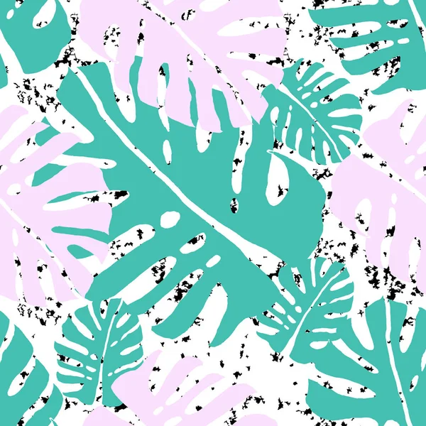 Векторная Иллюстрация Дизайн Зеленых Пальмовых Листьев Бесшовный Фон Шаблона — стоковый вектор