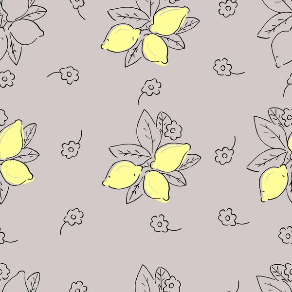 Vektor Illustration Design Der Zitronenfrucht Nahtlose Muster — Stockvektor