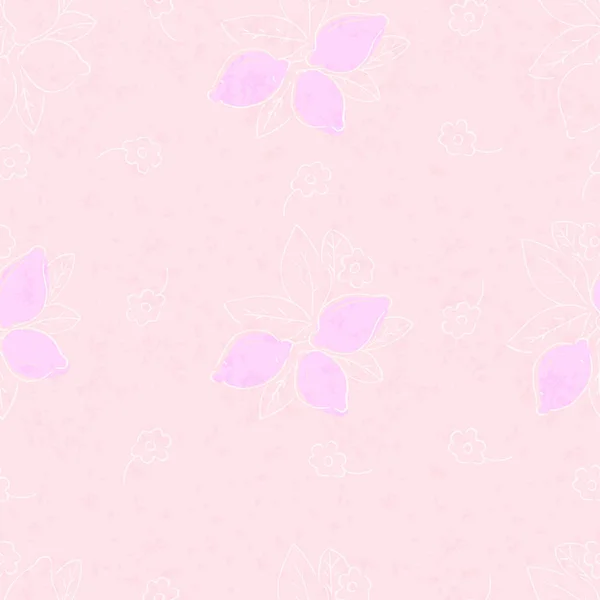 Vector Illustration Design Beautiful Blossom Flowers Seamless Pattern Pink Background — Stock Vector