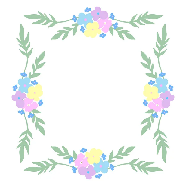 Illustration Vectorielle Belle Cadre Floral Isolé Sur Fond Blanc — Image vectorielle