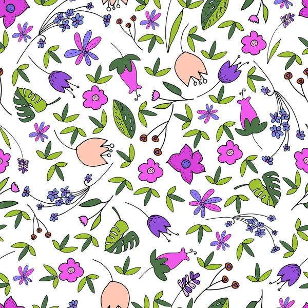 Векторная Иллюстрация Дизайна Красивый Цветок Цветов Бесшовный Фон Узор — стоковый вектор