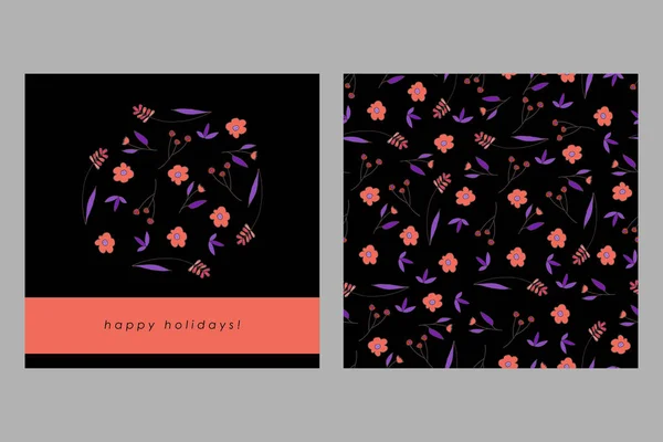 Vector Illustration Design Beautiful Blossom Flowers Seamless Pattern Background — Stock Vector