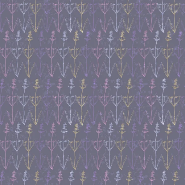 Vector Illustration Design Elegant Lavender Flowers Seamless Pattern Background — Stock Vector