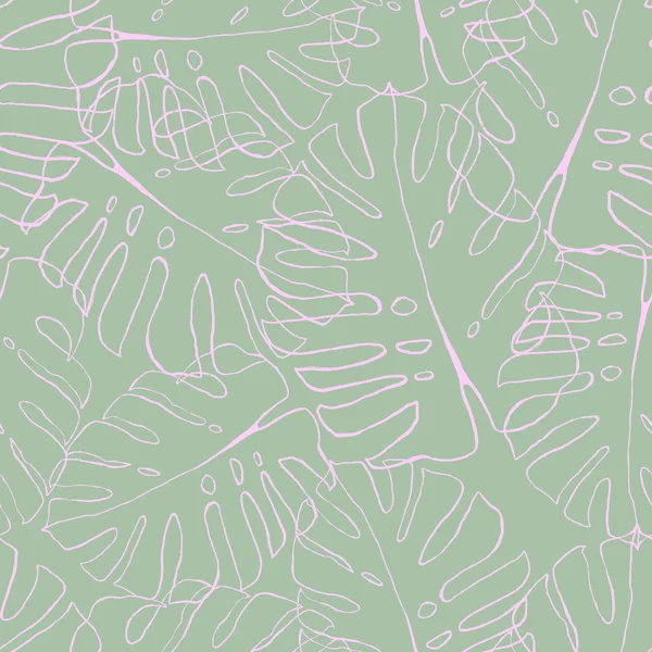 Vector Illustratie Ontwerp Van Groene Palm Bladeren Naadloze Patroon Achtergrond — Stockvector