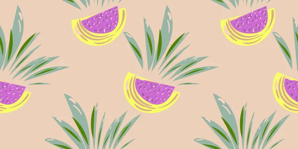 Egzotik Meyve Dikişsiz Desen Vektör Çizim Tasarımı — Stok Vektör