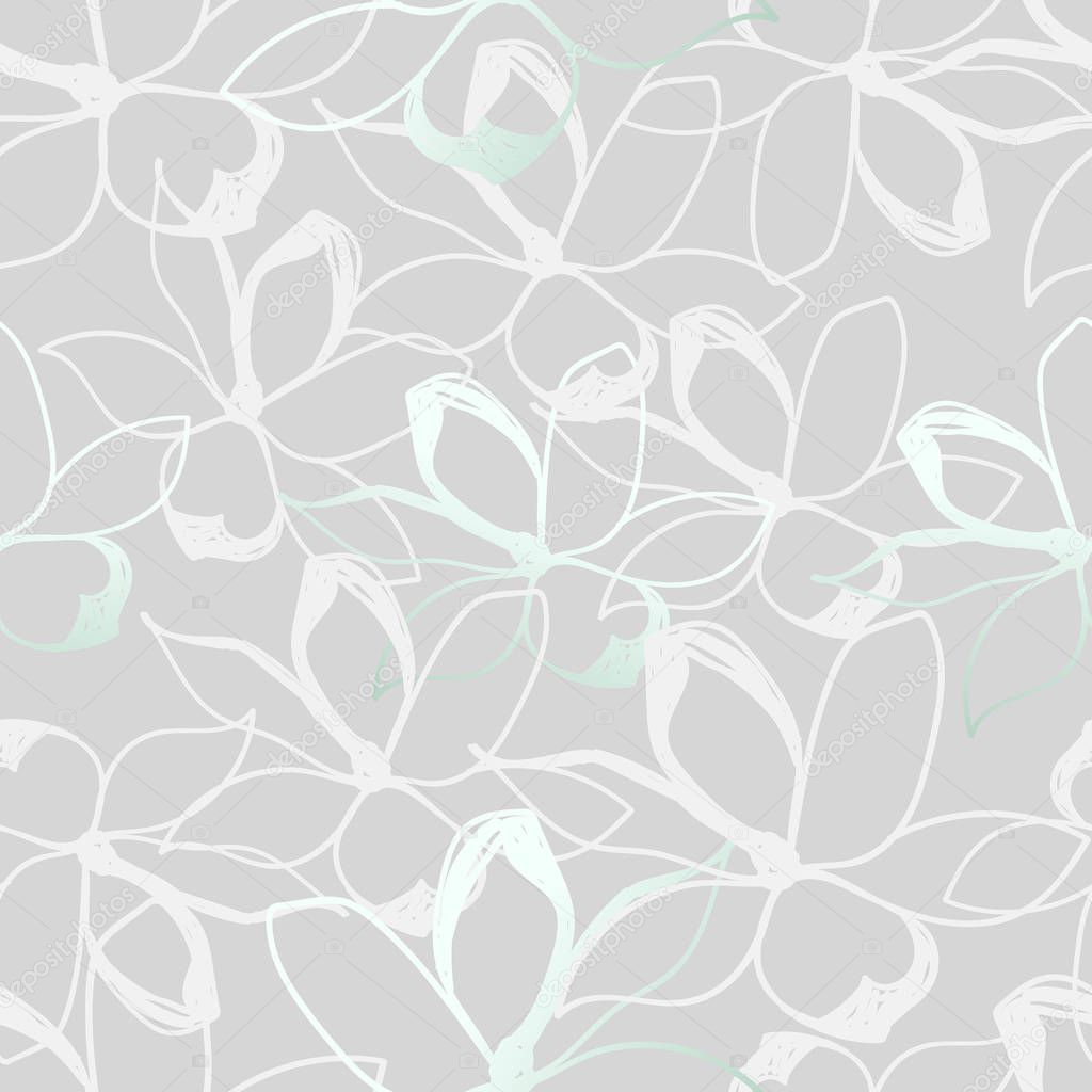 vector illustration design of beautiful flowers seamless texture pattern on grey background