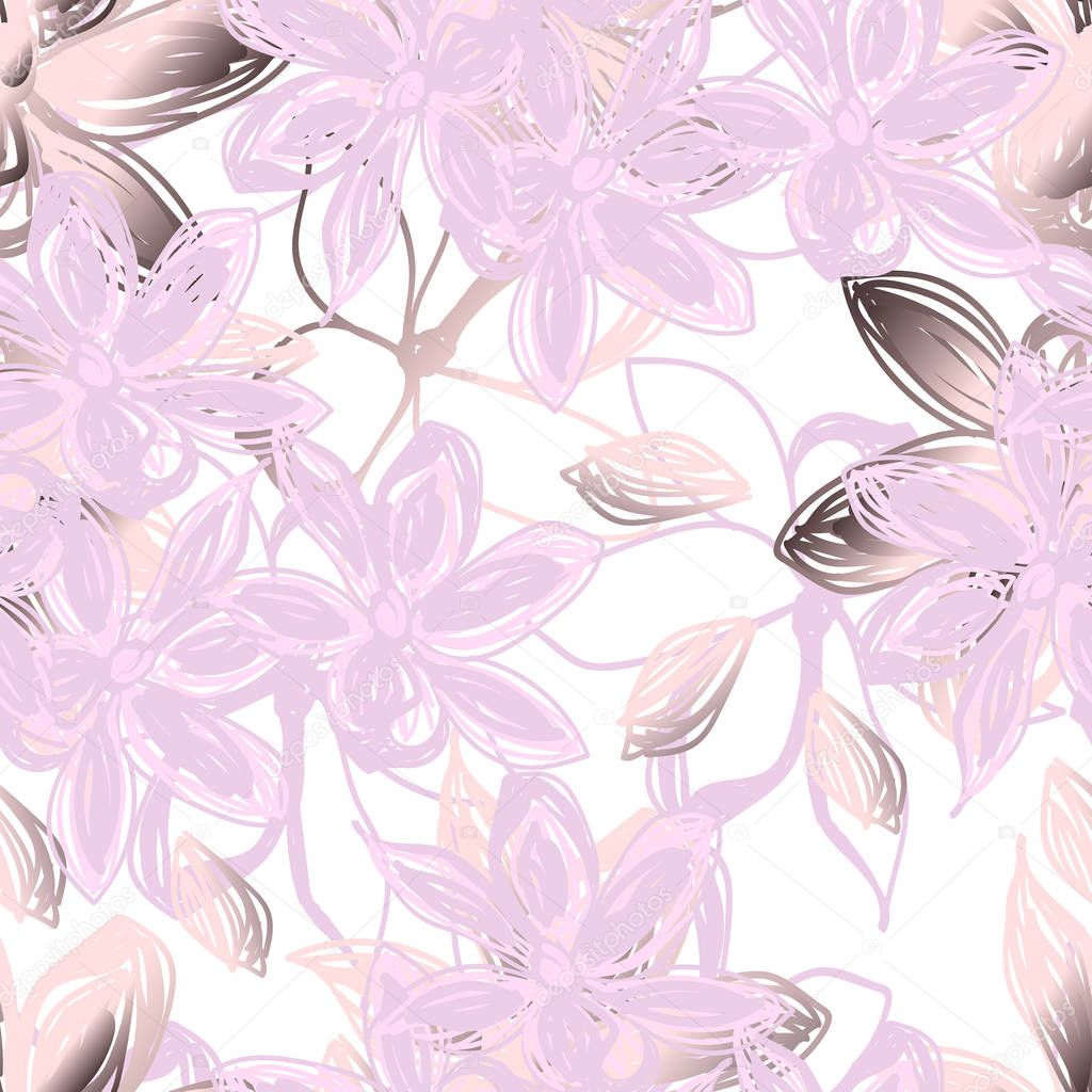 vector illustration design of pink pastel flowers seamless texture pattern 