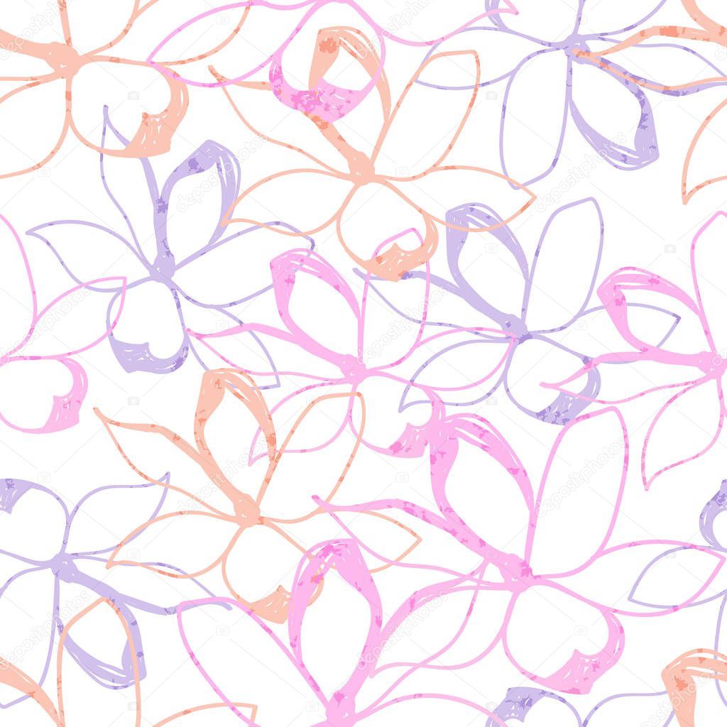 vector illustration design of Beautiful blossom of pink flowers seamless pattern background