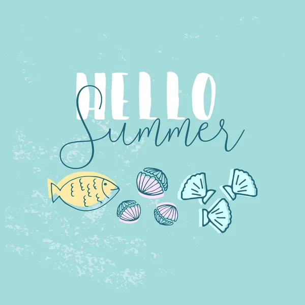 Hola verano vector ilustración — Vector de stock