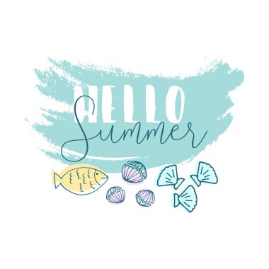 Merhaba yaz vektör illüstrasyonu