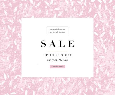 Yeni gelenlerin koleksiyonu veya sezonluk satış tanıtımı için moda veya güzellik endüstrisi için sosyal medya afişi tasarımı. Çiçekli botanik elementlerle moda el çizimi arka plan dokuları