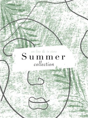 Sosyal medya afişi bahar geliş koleksiyonu ya da mevsimlik satış promosyonu için. Moda el çizimleri arka plan dokuları ve suluboya resimleri taklit eden çiçek unsurları