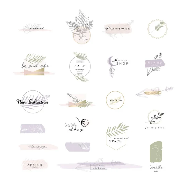 gentle set of botanical and chic logo templates