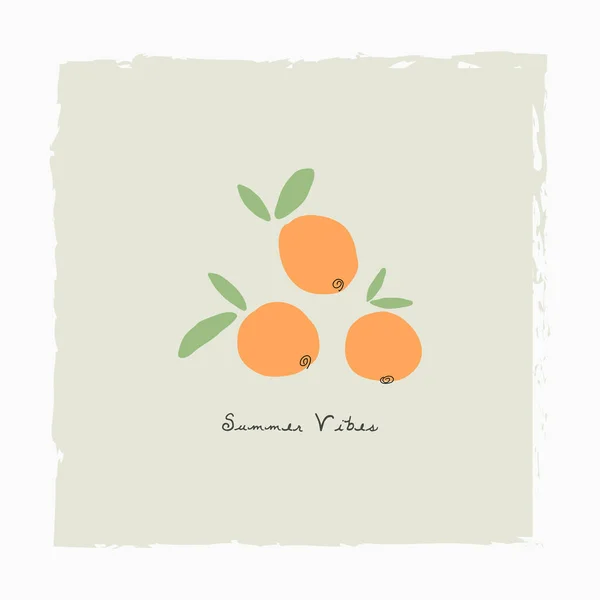 Orange citrus fruits doodle hand drawn illustration — Stockvektor