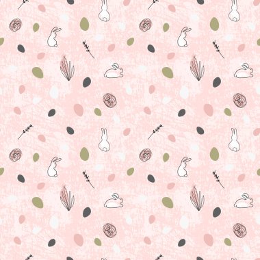 Sevimli el, farklı organik karalama şekilleriyle mutlu paskalya şekilleri çizmiş.