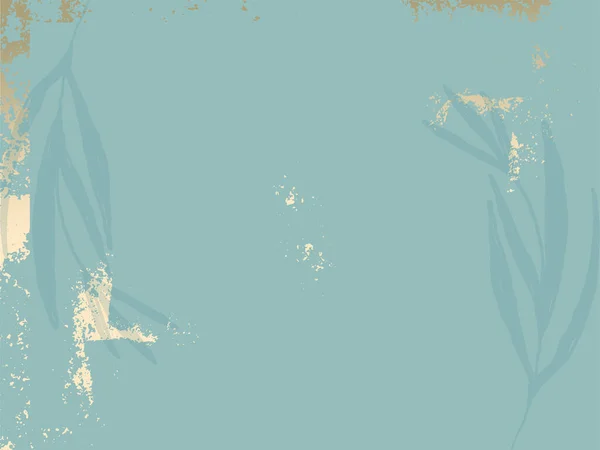 热带抽象植物的海军绿叶金箔尘土飞扬的背景.时尚时尚的花卉印花 — 图库矢量图片