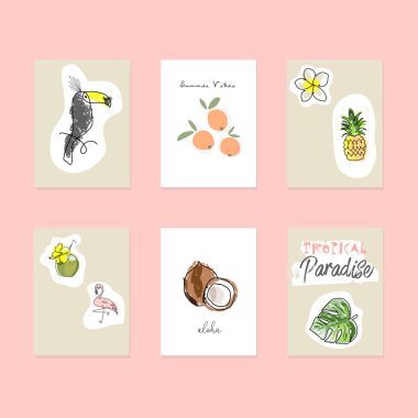 Yaz karikatürü el çizimi vektör elementleri