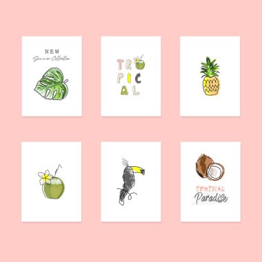 Yaz karikatürü el çizimi vektör elementleri