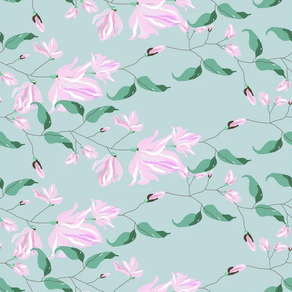 Magnolia fleur fleur modèle sans couture — Image vectorielle