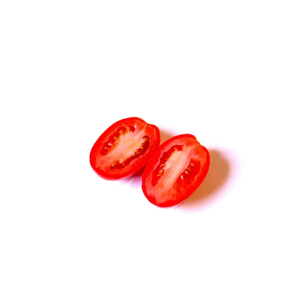 Tasty red tomato on white background, isolate food photo — Stock Photo, Image