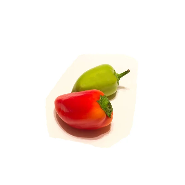 Delicious green and red pepper on white background, isolate food photo — Stock Photo, Image