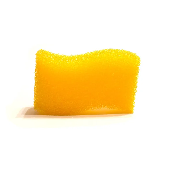 Esponja amarela sobre um fundo branco, isolar — Fotografia de Stock