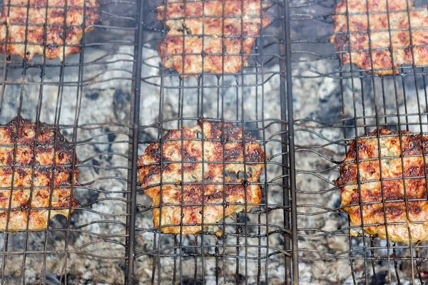 Succosa Deliziosa Polpette Carne Sono Fritti Sulla Griglia Adatto Hamburger — Foto Stock