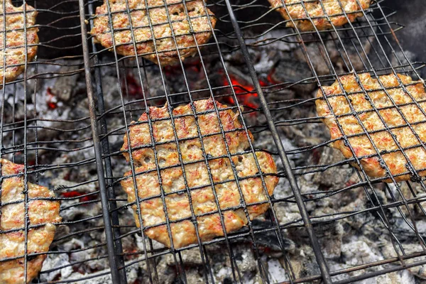 Hambúrgueres Carne Suculentos Deliciosos São Fritos Grelha Adequado Para Hambúrgueres — Fotografia de Stock