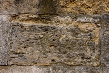 Endüstriyel arka plan, içi boş tuğla duvarlı grunge şehir sokağı