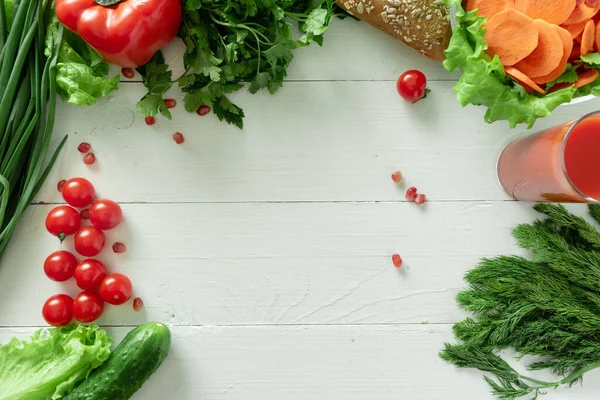 Una Variedad Productos Vegetarianos Sobre Fondo Blanco Lugar Para Texto — Foto de Stock