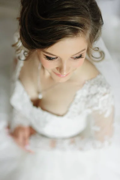 Портрет Молодой Красивой Невесты Снятый Высоким Углом — стоковое фото