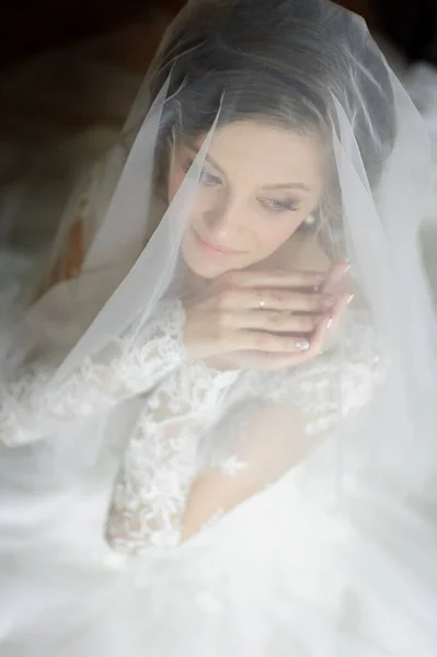 Portrét Mladé Krásné Nevěsty Natočené Vysokého Úhlu — Stock fotografie