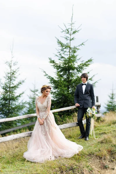 Foto Casamento Atirar Para Dois Nas Montanhas — Fotografia de Stock