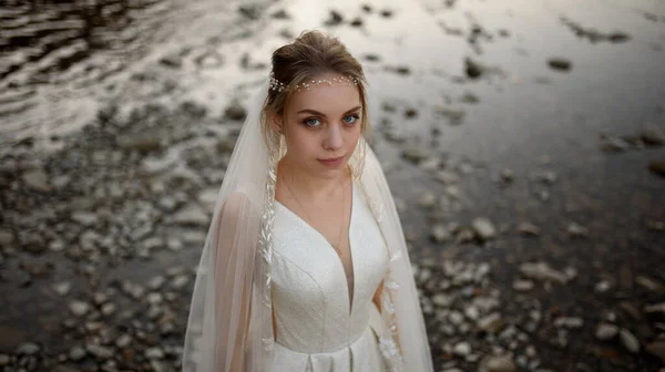 Portrait Young Beautiful Bride Veil — Stock Photo, Image