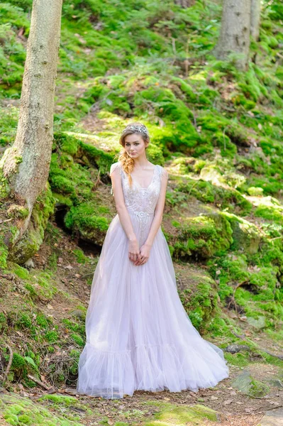 Sposa Felice Abito Sposa Rosa Cerimonia Nozze Stile Boho Nella — Foto Stock