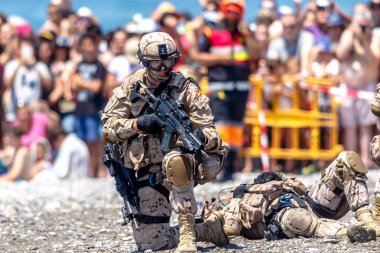 Motril, Granada, İspanya - 11 Haziran: İspanyolca bir sergi 12 Uluslararası Havacılık tarihinde Motril 11 Haziran 2017 yılında Motril, Granada, İspanya üzerinde katılan deniz