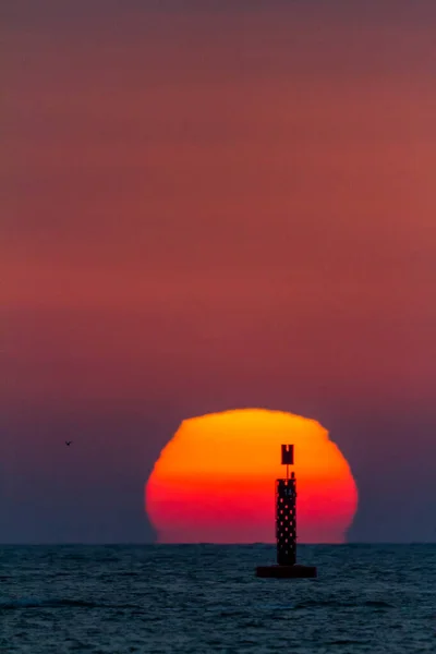 Pôr do sol na praia de Sanlucar de Barrameda — Fotografia de Stock