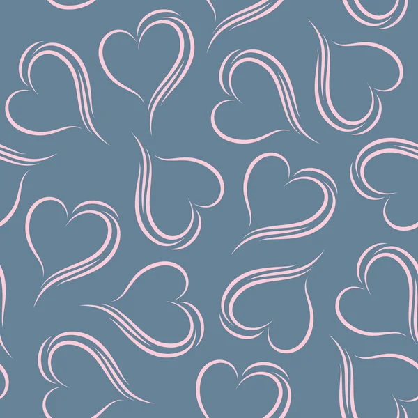 Pastellblått Hjärta Mönster Med Ljusrosa Hjärtan Vektorgrafik