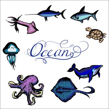 yazı okyanus vektör