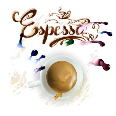 vektör fincan espresso kahve suluboya çizimi