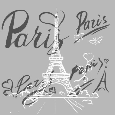 Tour Eiffel romantik illüstrasyon