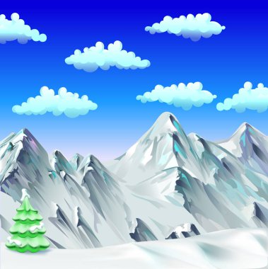 kar, dağlar, ağaçlar, vektör