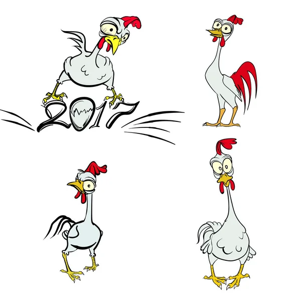 Coq, personnage drôle symbole vecteur 2017 — Image vectorielle