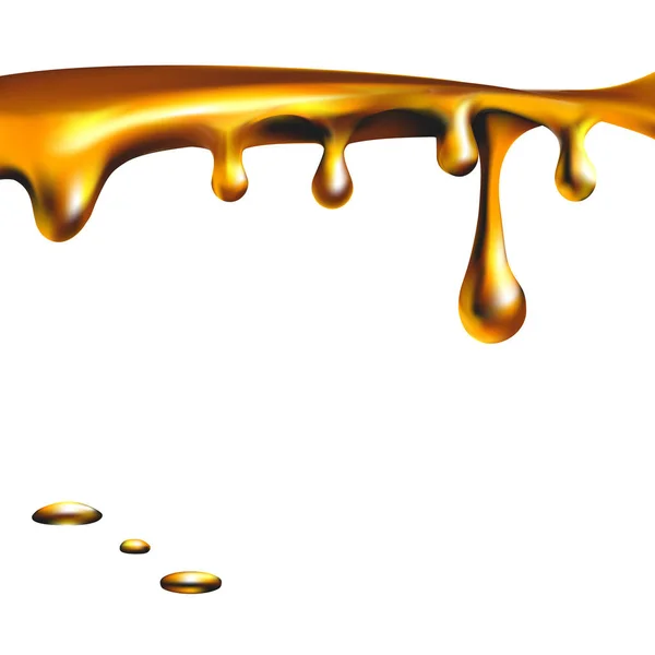 Honing stroomt, in beweging, honing druppelen omlaag, geïsoleerde vector — Stockvector