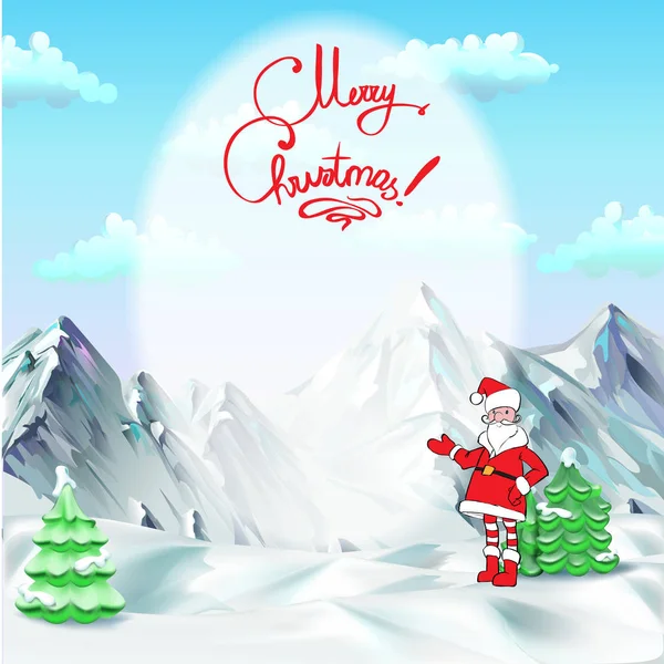 Santa Claus. Szablon karty z pozdrowieniami Boże Narodzenie dłoń punktów — Wektor stockowy