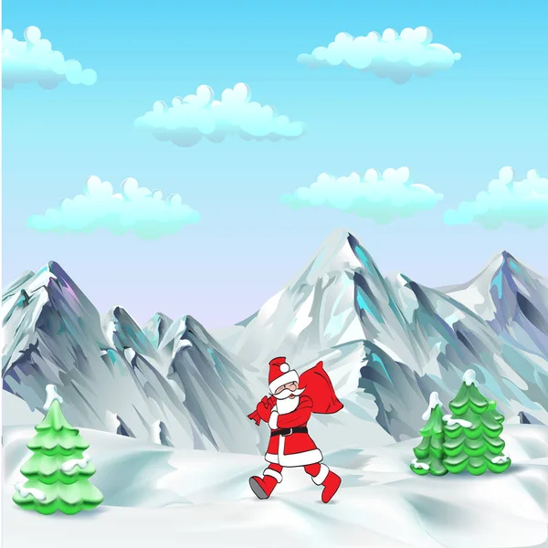 Père Noël. Modèle carte de vœux Père Noël points de main — Image vectorielle