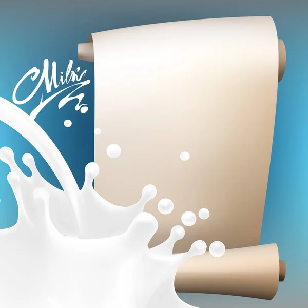 Il latte che scorre, in movimento, spruzzando latte vettore isolato — Vettoriale Stock